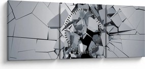 Obraz abstrakcie 3D (s hodinami) (90x30 cm)