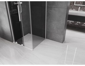 Mexen Velar L, sprchový kút s posuvnými dverami 110 x 110 cm, 8mm šedé sklo, biela matná, 871-110-110-43-20