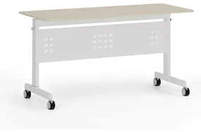 Mobilný stôl PRIMO MOBI, 1400 x 600 mm, biela podnož, breza