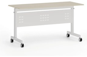 Mobilný stôl PRIMO MOBI, 1400 x 600 mm, biela podnož, breza