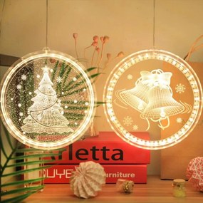 LED svetelná ozdoba na okno SANTA CLAUS II kruhová biela