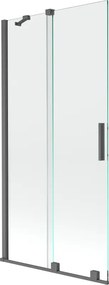Mexen Velar, 2-krídlová posuvná vaňová zástena 90 x 150 cm, 8mm číre sklo, grafitový matný profil, 896-090-000-01-66
