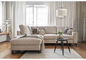 Béžová menčestrová rozkladacia rohová pohovka (ľavý roh) Lofty Lilly – Miuform