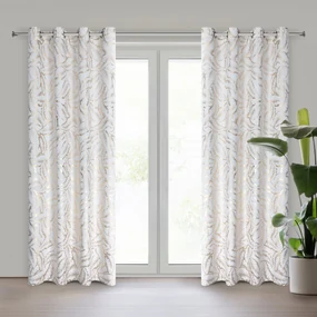 EUROFIRANY ZATEMŇOVACÍ ZÁVES NA KRÚŽKOCH MILENA 140X250 CM LISTY