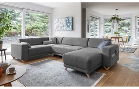 Sivá rozkladacia/s úložným priestorom rohová pohovka (ľavý roh/do tvaru "U") Classy Sophie – Miuform