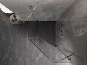 Mexen Lunar, päťuholníkový sprchový kút s pravým sklonom 80 x 100 cm, 8mm číre sklo, chrómový profil, 831-080P-100L-01-00-P