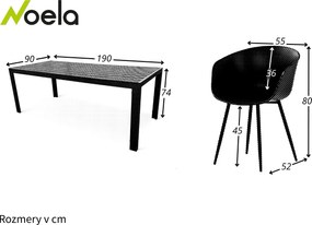 Noela Záhradný jedálenský set Viking XL 190cm + 6x stolička Rikke