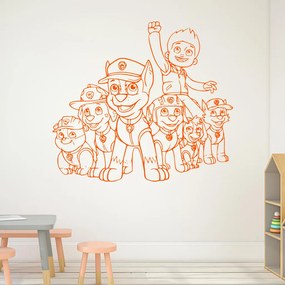 Veselá Stena Samolepka na stenu na stenu Ryder a Labková patrola Farba: oranžová, Veľkosť: 100 x 88 cm