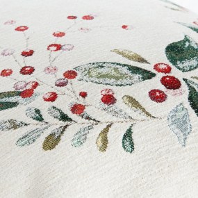 VIANOČNÁ GOBELÍNOVÁ DEKORAČNÁ OBLIEČKA NA VANKÚŠ BERRIES 45X45 CM VZOROVANÁ