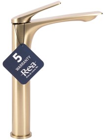 Rea Avalon, vysoká umývadlová batéria h-305, zlatá matná, REA-B2705