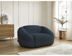 Tmavomodré kreslo z textílie bouclé Tina – Bobochic Paris