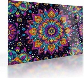 Sklenený obraz - Kaleidoskopická mandala (70x50 cm)