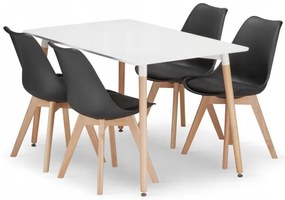 Jedálenský stôl ADRIA biely so štyrmi stoličkami MARK čierne