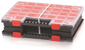 Dvojkufríkový organizér 39,9 × 30,3 × 10 cm, krabičky, červená