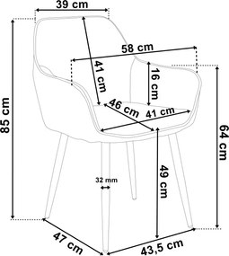 Jedálenská stolička NEVADA zamatová, grafitová