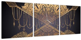 Obraz - Zlatá mandala s šípmi (s hodinami) (90x30 cm)