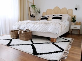 Koberec BERBER CROSS, biely, strapce, Maroko Shaggy