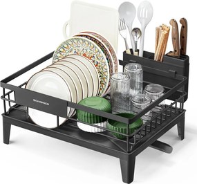 Odkvapkávač na riad RACK, 31x42x18,5cm, čierna SongmicsHome