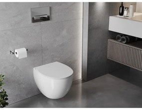 Mexen Egg, závesná WC misa Rimless s duroplastovým sedátkom s pomalým zatváraním, biela lesklá, 30245000