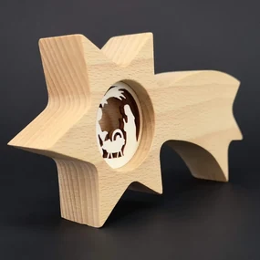 AMADEA Drevená kométa s vkladom - betlehem, masívne drevo, 19x10x3 cm