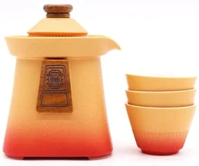 Čínska čajová súprava Chrám oranžová 450ml