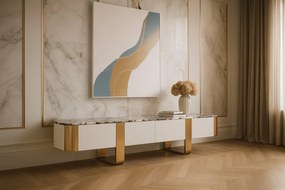 TV stolek Stilig ST922 200 cm bílý/zlatý/mramor