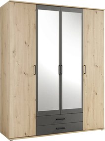 Šatníková skriňa Chicago, 159 cm, dub artisan/antracit