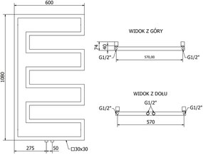 Mexen Florida, vykurovacie teleso 1080 x 600 mm, 358 W, čierna, W206-1080-600-00-70