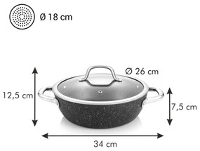TESCOMA panvica hlboká PRESIDENT Stone s pokrievkou ø 26 cm , 26 cm