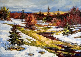 Sklenený obraz - Príchod jari (70x50 cm)