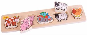 Bigjigs Baby Drevené vkladacie puzzle farma