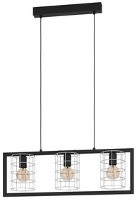 EGLO Závesné industriálne osvetlenie nad jedálenský stôl JUBILY, 3xE27, 40W, čierne
