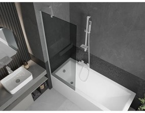 Mexen Next, vaňová zástena 1-krídlová 70 x 150 cm, fixné krídlo, 6 mm šedé sklo, biely profil, 895-070-000-00-40-20