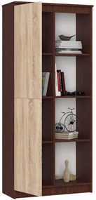 Regál Rexa 80 cm 1 skrinka a 4 police wenge/sonoma
