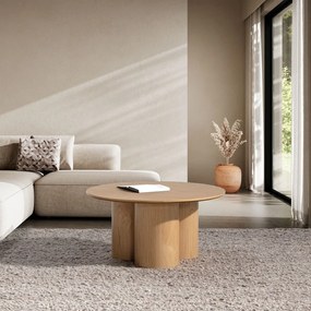 Okrúhly konferenčný stolík v dekore duba v prírodnej farbe ø 80 cm Lua – MOME