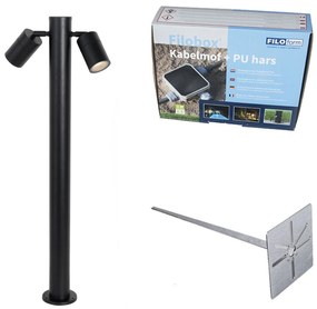 Stojaca vonkajšia lampa čierna 80 cm IP44 nastaviteľná 2-svetlo - Duo