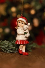 Klasik vianočná ozdoba dievča so šteniatkom 10cm