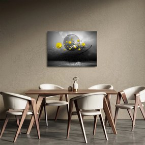 Sklenený obraz - žlté abstraktné gule (70x50 cm)