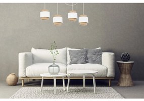 Závesné svietidlo Boho Spider, 4x jutové/biele textilné tienidlo