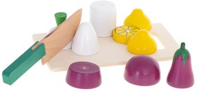 KIK Drevená magnetická zelenina na krájanie – detská sada s doskou, nožom a škrabkou