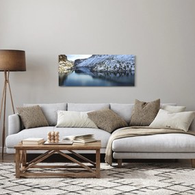 Obraz - zimná krajina s jazerom (120x50 cm)