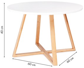ModernHome Moderný škandinávsky konferenčný stolík, 60 cm bambus