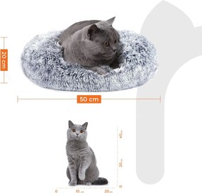 Pelech pre psa, pelech pre mačku, mäkký plyš, 50 cm, sivý