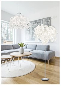 Biela stojacia lampa Trio Leavy, výška 180 cm