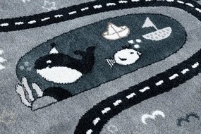 Dywany Łuszczów, Detský kusový koberec Fun Route Street animals grey, 80x150, šedá, detská izba