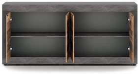 Komoda Lunea 180 cm dub Matera tmavý/šedá