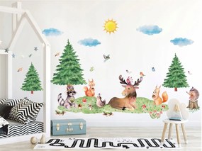 DomTextilu Krásna nálepka na stenu XXL lesné zvieratká  42046
