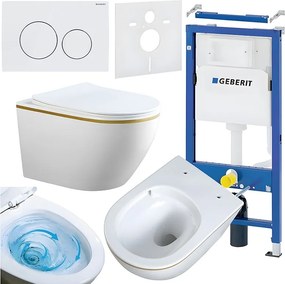BPS-koupelny Podomietkový modul Geberit DuoFix s WC misou MIZU-WH-GL-TR-03 + ovládacie tlačidlo Delta 20 biela
