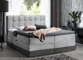 Čalúnená posteľ boxspring 200x200 MARYLIN - sivá + topper ZDARMA