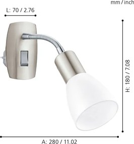 Eglo 902367 - Nástenné svietidlo do zásuvky DAKAR 3 1xE14/5W/230V matný chróm